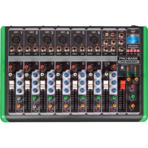 Mesa de Som de 8 Canais com Bluetooth PBPM1224BT PROBASS