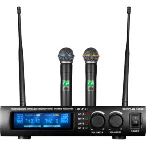 Microfone sem Fio Duplo de Mão SKP UHF UF-112 PROBASS